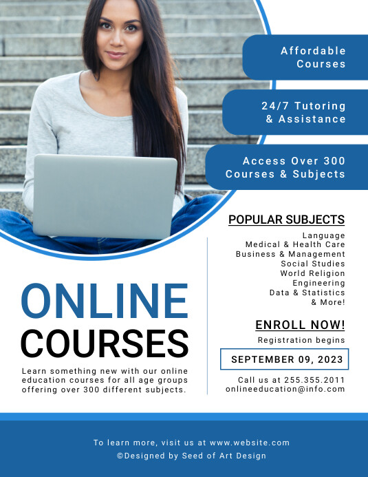Online Learning Courses Advertisement Flyer Template | PosterMyWall