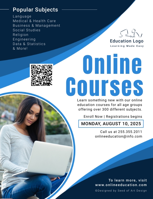 Online Learning Courses Advertisement Flyer Template | PosterMyWall
