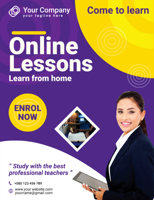 Online Lessons Flyer Template | PosterMyWall