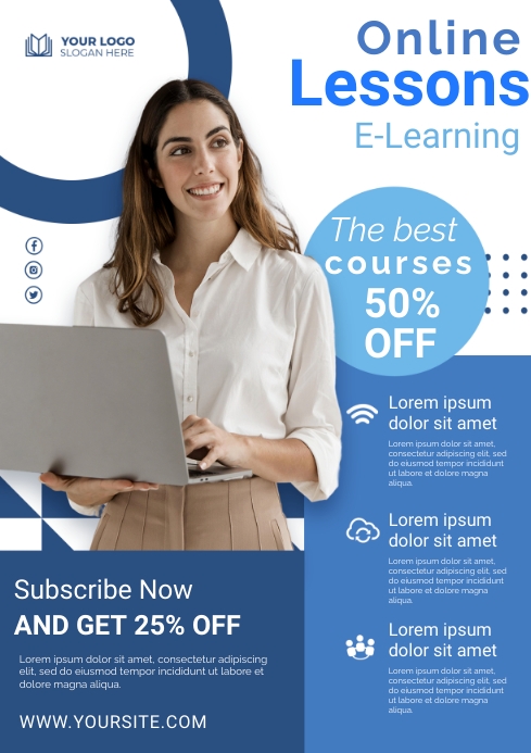 Tutorial Templates Free ONLINE LESSONS TEMPLATE | PosterMyWall