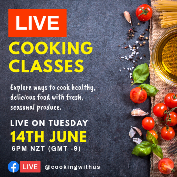 Online Live Cooking Sessions Post Template | PosterMyWall