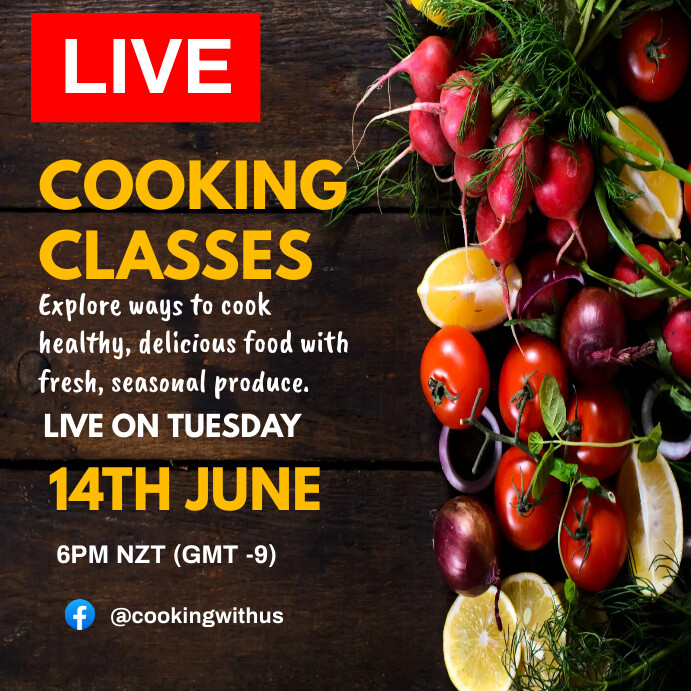 Online Live Cooking Sessions Post Template | PosterMyWall