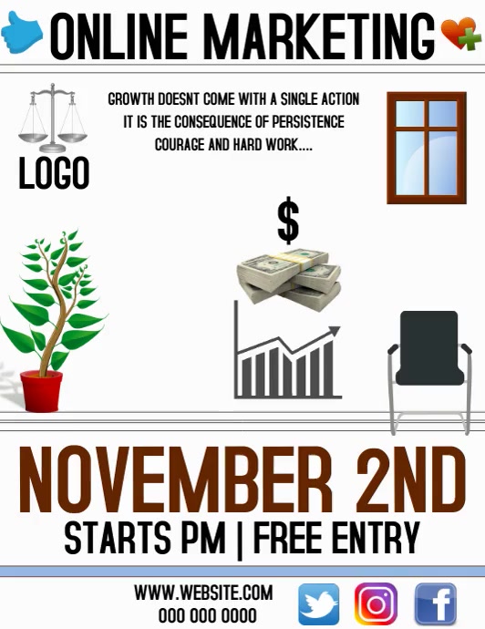 ONLINE MARKETING SOCIAL MEDIA AD flyer Folheto (US Letter) template