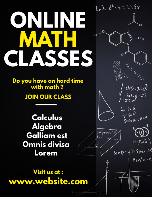Online Math Classes Flyer Template Advertisem Postermywall