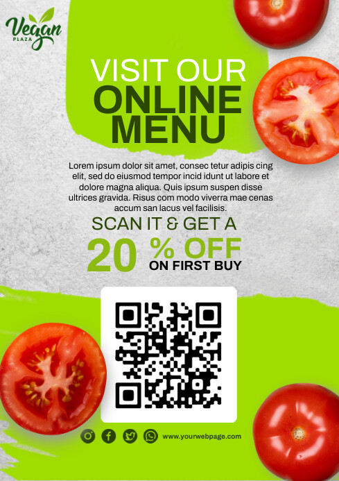 Online Menu Ads A4 template
