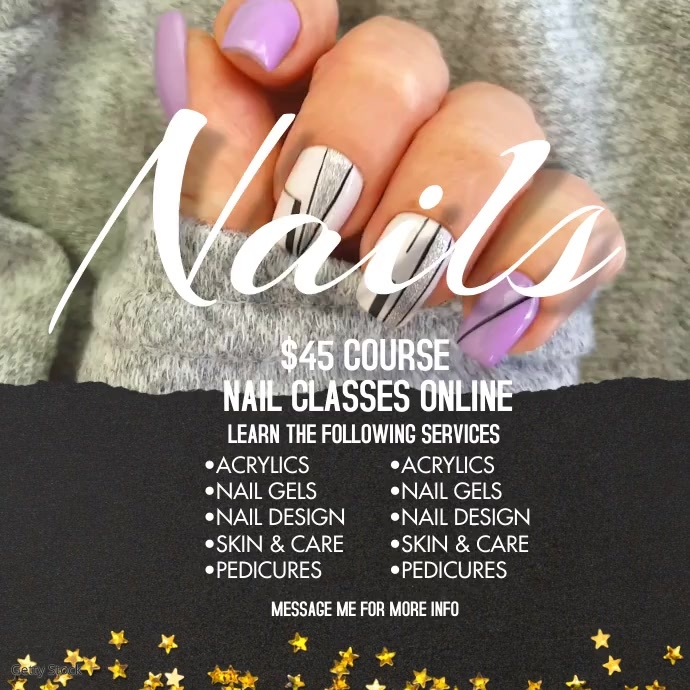 Online Nail Courses Social Media Ad Publicação no Instagram template