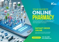 Online Pharmacy Postcard template