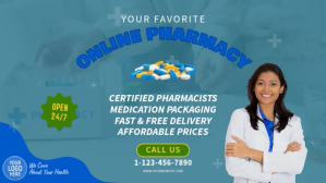 Online Pharmacy Video Ad Ekran reklamowy (16:9) template