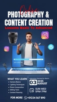 Online Photography Course, Content Creation Training Instagram Story template