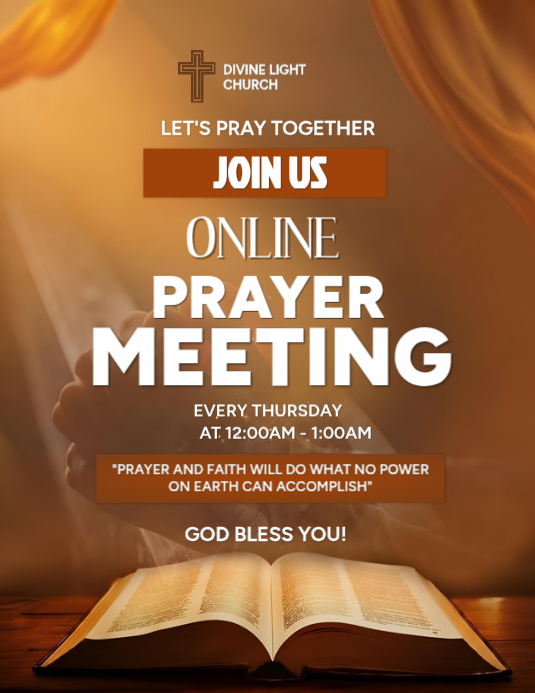 Online Prayer Meeting Flyer – Church Prayer Service Invitation Flyer ...