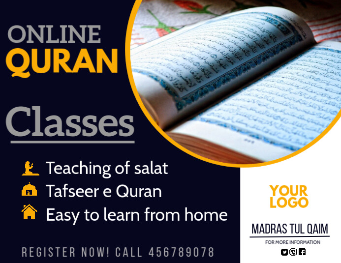 Online Quran classes,Quran,ramadan Flyer (US Letter) template