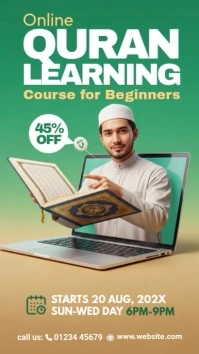 online Quran learning เรื่องราวบน Instagram template