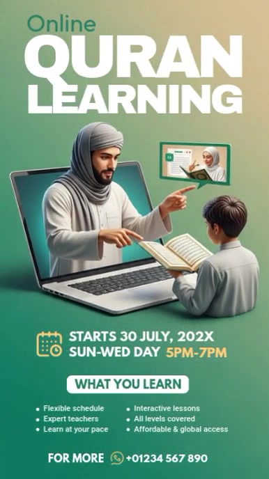 Online Quran Learning Digital Display (9:16) template