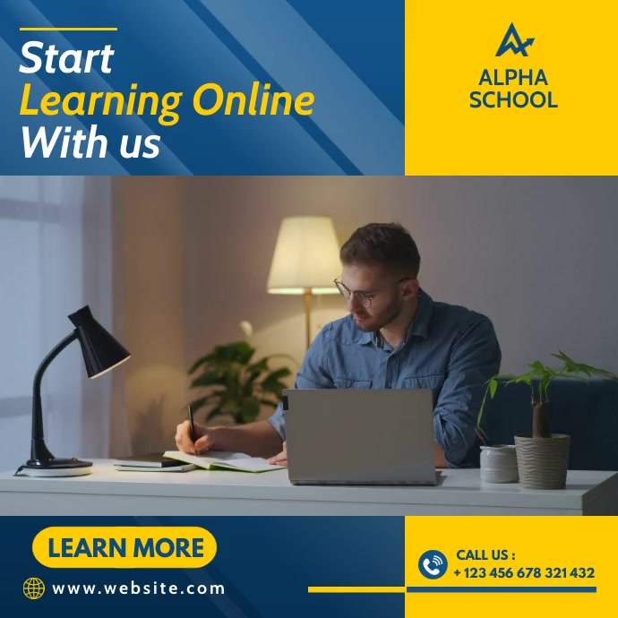 Yellow Online Learning Educational Video Template | PosterMyWall