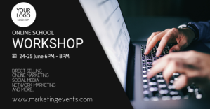Black Online Marketing Workshop Facebook begivenhed cover Template