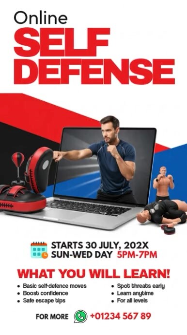 Online Self Defense Course Digital Display (9:16) template
