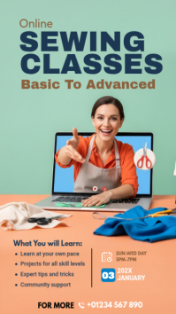 Online Sewing Classes Instagram Story template