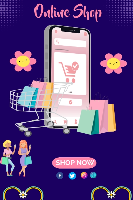 Blue Online Shop Posters Template