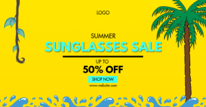 黄色 Sunglasses Summer Sale Facebook Ad Template