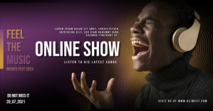 Black Online Music Show Facebook Shared Image Template