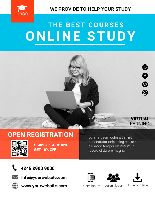 online study flyer template