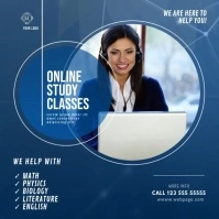Online Study Tutor Classes video ad Square (1:1) template