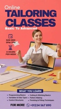 online tailoring classes Reel Instagram template