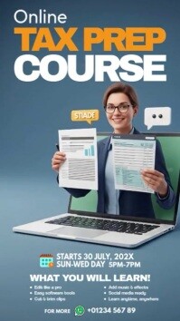 Online Tax Prep Course Digital Display (9:16) template