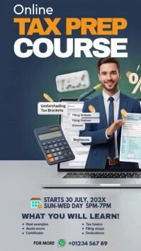 Online Tax Prep Course Digital Display (9:16) template