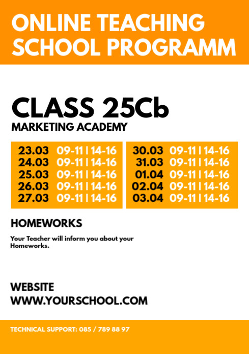 Online Teaching School Programm Information A4 template