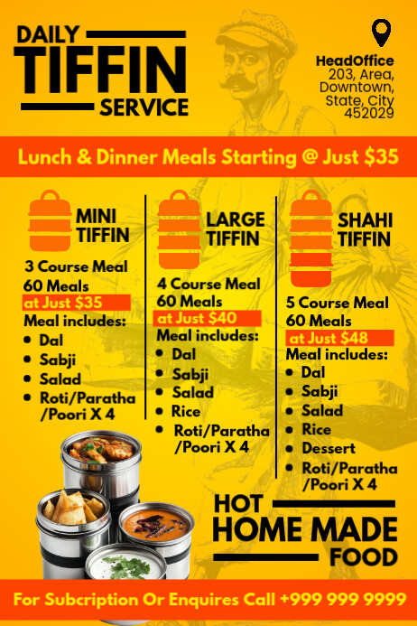 Online Tiffin Food Service Promo Template | PosterMyWall