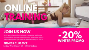 Online Training workout fitness cover header Pantalla Digital (16:9) template