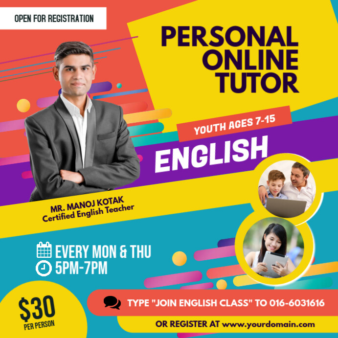 Tutorial Class Posts Online Tutor Class Instagram Post Template | PosterMyWall