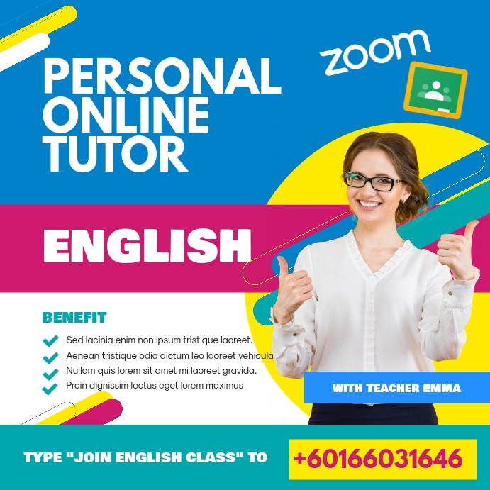 Online Tutor Class Instagram Post Wpis na Instagrama template