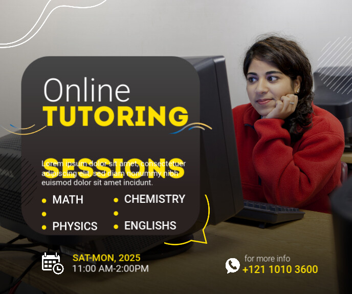 Online Tutor Service Ad Template Persegi Panjang Besar