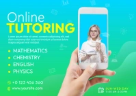 Online Tutoring Ad Postcard template