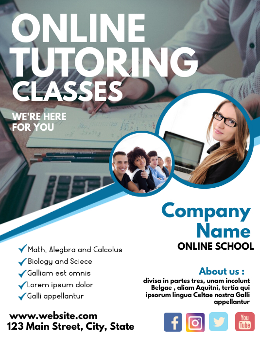 Online tutoring classes flyer advertisement Template | PosterMyWall
