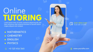 Blue Online Tutoring Post sa Twitter Template