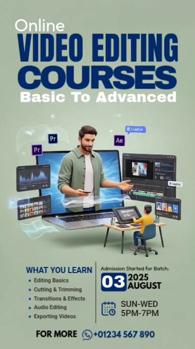Online Video Editing Course Template | PosterMyWall