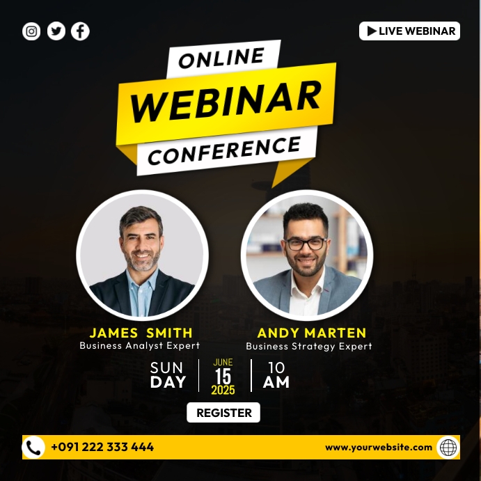Online Webinar Conference Ads Template | PosterMyWall