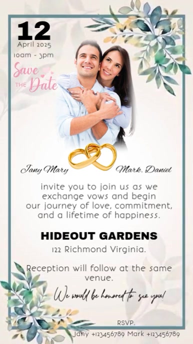 Online Wedding Invitation Card Reel Instagram template