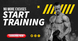 Online Workout Training Video Thumbnail Facebook Shared Image template