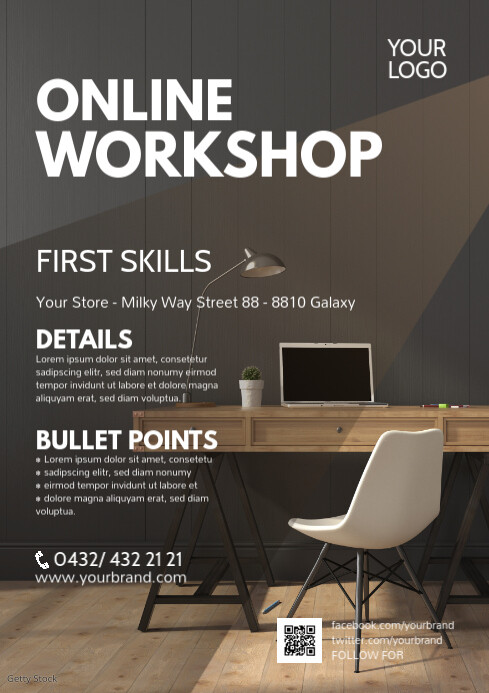 Online Workshop Flyer Seminar Course class ad Template | PosterMyWall