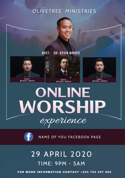 online worship experience flyer A3 template