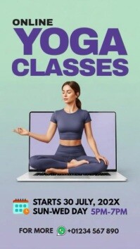 online yoga classes งานแสดงผลงานแบบดิจิทัล (9:16) template