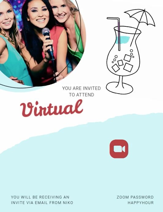 Virtual Invite Sticker Copy of Online Zoom Happy Hour Virtual Party Invite | PosterMyWall
