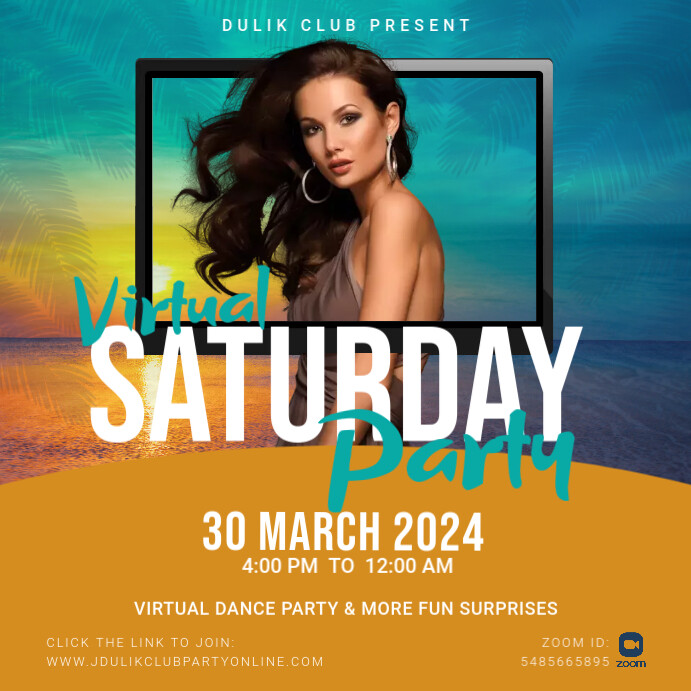 Online Zoom Virtual Dance Party Invite Template PosterMyWall