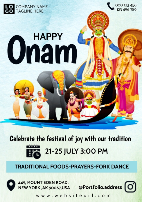 Onam, happy onam, event A4 template