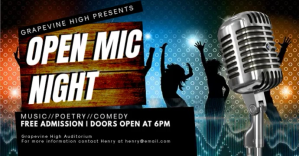 สีดำ Open Mic Night Facebook Event Cover Template