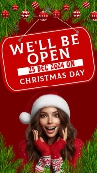 OPEN for christmas holidays design template Instagram Story